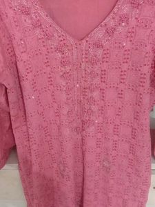 Pink Embroidered Kurta