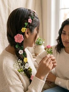 Crocheted Flower Hair Garland