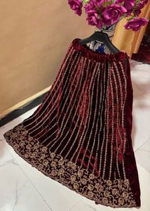 Embroidered Velvet Lehenga Choli Set