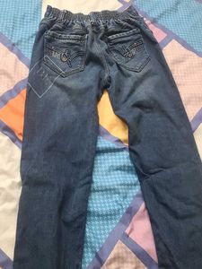 Stylish Blue Denim Jeans with back elastic