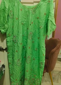 plus size Lime Green Embroidered Suit Set