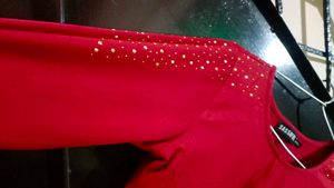 Elegant Red Beaded Shoulder Dress
