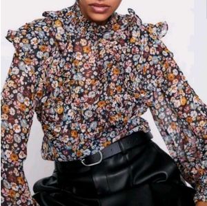 Zara Floral Ruffle Blouse