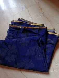 Elegant Blue Floral Saree