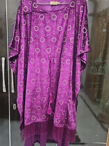 Elegant Purple kaftan with Floral Details