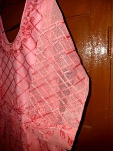 Elegant Pink Embroidered Gown 🩷 | New |