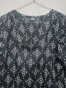 Corset Back Patterned Top with Square Neckline