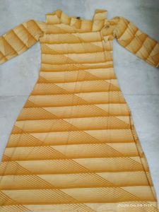 Stylish Yellow Striped Cold Shoulder Dress