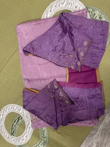 lavender saree with blouse