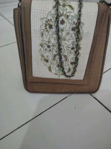 Embroidered Clutch with Chain Strap