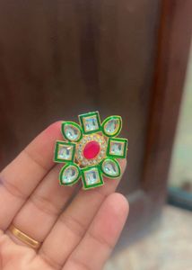 Stunning Kundan Ring with Red Stone