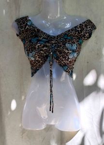 24279. Chic Butterfly Print Crop Top