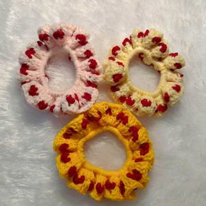 Handmade Crocheted Scrunchies (Set of 3)