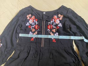 Embroidered Tiered Mini Dress