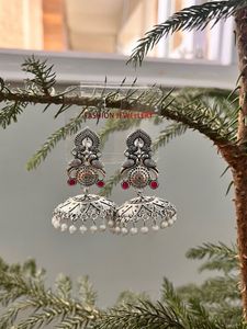 Oxidized Silver Jhumka Earrings
