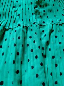 Green Polka Dot Pleated Skirt