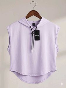 branded Sleeveless Hoodie Top