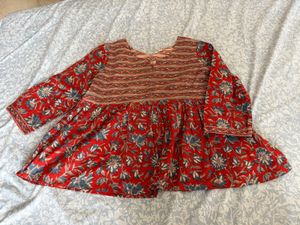 Svrnaa Red Floral Print Top