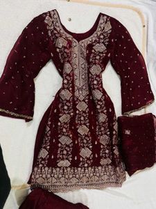 Elegant Maroon sharara Set