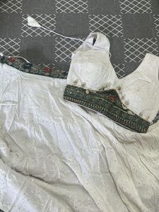 White Sequined Lehenga Choli Set With Dupatta