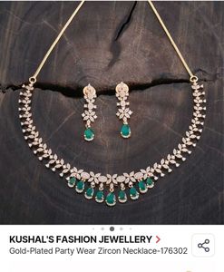 Kushal's Gold-Plated Party Wear Zircon Necklace