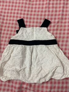 Cute White Eyelet Dress with Black Accents