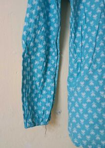 cotton Blue Printed shorts kurta