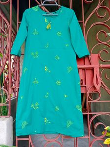 New Dark Sea Green Embroidered Kurta