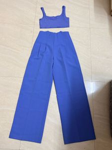 Stylish Blue Crop Top &amp; Palazzo Set