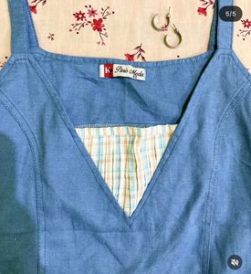 Cute Denim Plaid Top