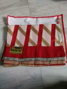 Elegant Red & Beige Striped Saree