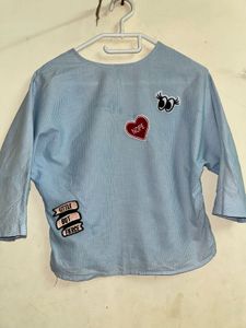 Cute Striped Top with Patches