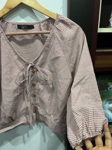 Cute Pink Gingham Crop Top