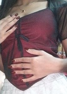 Sheer Sleeve Ruched Top
