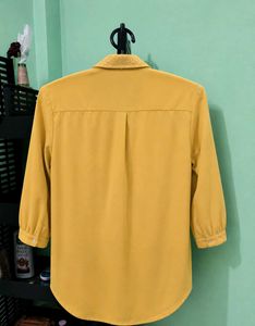 Yellow Button-Up Blouse with Pocket Detail