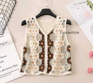 Boho Floral Crochet Vest