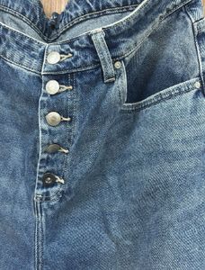 Blue Button-Up Wide Leg Jeans