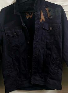 Men's Black Graphic Denim Jacket