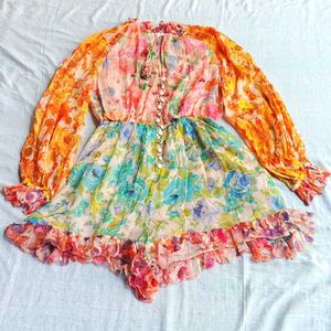 Boho Floral Print Mini Dress