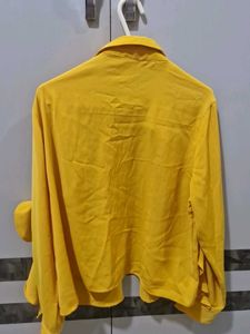 Chic Yellow Ruffle Sleeve Blouse