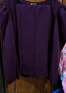 Purple Puff Sleeve Co-ords Set