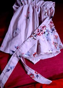 Pink Floral Wrap Blouse