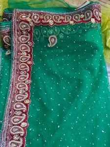Elegant Green Embellished Saree