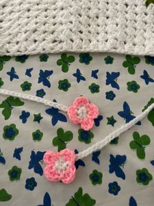 Handmade Crochet scarf with Floral Embellishments