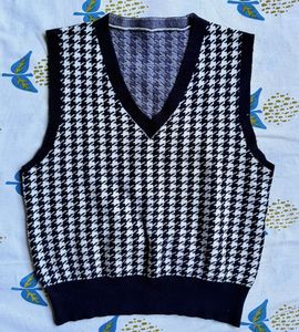 Houndstooth Vest &amp; White Bodysuit Combo
