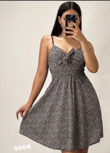 Cute Black & White Ditsy Print Dress