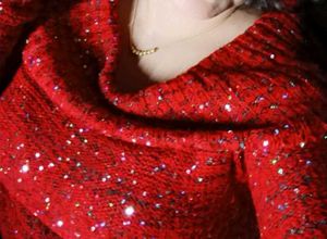 Embellished Red Boatneck Sweater, One Time Used.