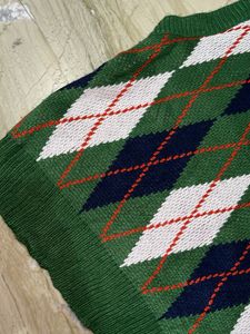 Green Argyle Knit Vest