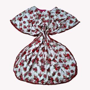 Vintage Rose Print Kaftan Dress