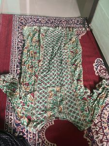 Green Floral Print Cotton Kurta